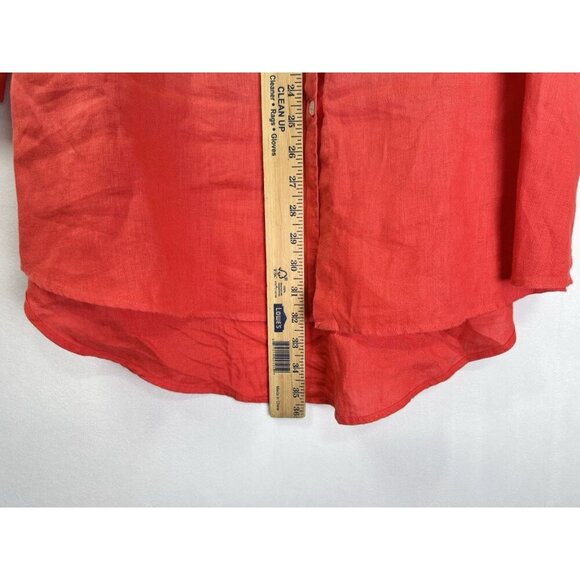 Soft Surroundings 100% Linen Ombre Tunic Top Sz Large Orange Shirt Dress Button - Picture 6 of 8